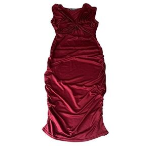 PLT Burgundy Cutout Bodycon Midi Dress Size 10